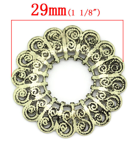 2 Pcs Flower Spacer Beads Frame Antique Bronze Vine Design Carved 29mm - Sexy Sparkles Fashion Jewelry - 2