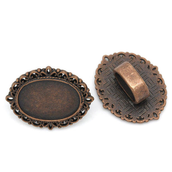 4 Pcs Cameo Oval Cabochon Setting Antique Copper Fit Watch Bands/wristbands 26mm - Sexy Sparkles Fashion Jewelry - 1