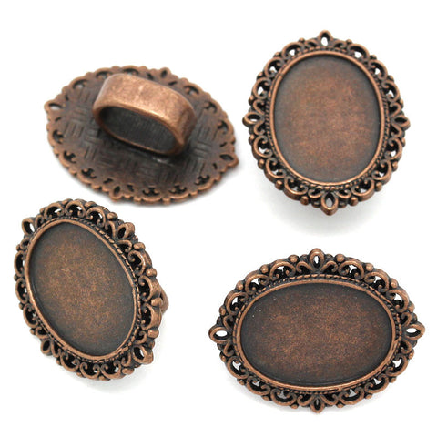 4 Pcs Cameo Oval Cabochon Setting Antique Copper Fit Watch Bands/wristbands 26mm - Sexy Sparkles Fashion Jewelry - 2