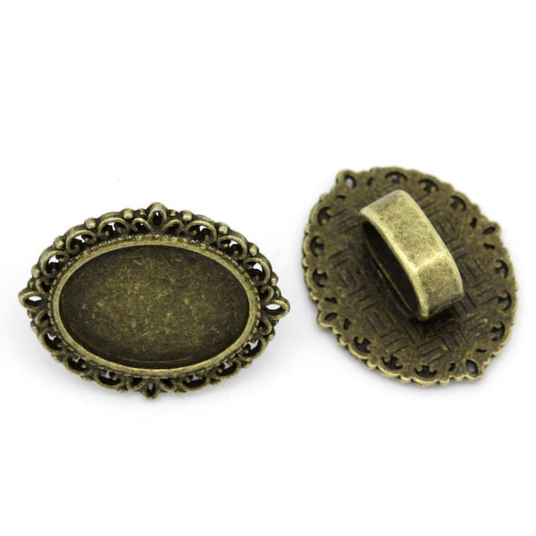 4 Pcs Cameo Oval Cabochon Setting Antique Bronze Fit Watch Bands/wristbands 26mm - Sexy Sparkles Fashion Jewelry - 1