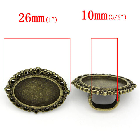 4 Pcs Cameo Oval Cabochon Setting Antique Bronze Fit Watch Bands/wristbands 26mm - Sexy Sparkles Fashion Jewelry - 3