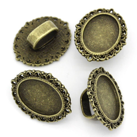 4 Pcs Cameo Oval Cabochon Setting Antique Bronze Fit Watch Bands/wristbands 26mm - Sexy Sparkles Fashion Jewelry - 2