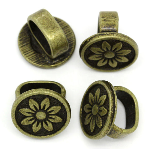 4 Pcs Round Charm Beads Antique Bronze Flower Design Carved Fit Watch Bands/w... - Sexy Sparkles Fashion Jewelry - 2