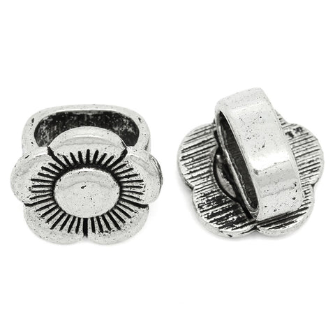 4 Pcs Flower Shape Charm Beads Antique Silver Fit Watch Bands/wristbands - Sexy Sparkles Fashion Jewelry - 1