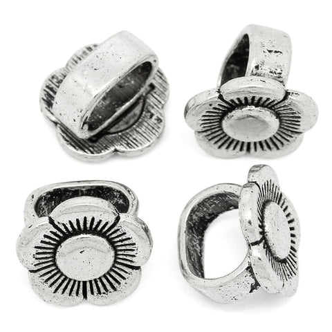 4 Pcs Flower Shape Charm Beads Antique Silver Fit Watch Bands/wristbands - Sexy Sparkles Fashion Jewelry - 3