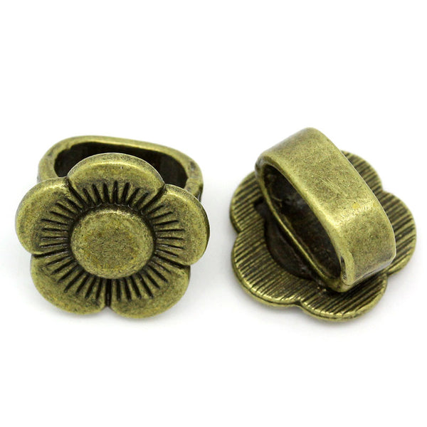 4 Pcs Flower Shape Charm Beads Antique Bronze Fit Watch Bands/wristbands - Sexy Sparkles Fashion Jewelry - 1