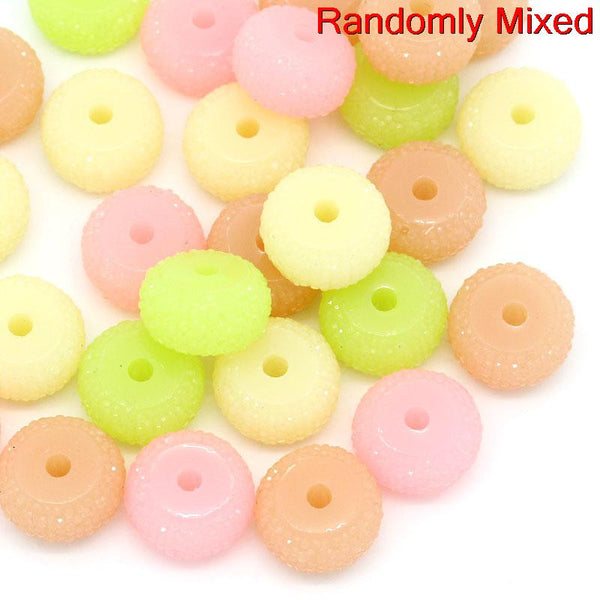 Sexy Sparkles 10 Pcs, Round Multicolor Resin Spacer Bead 16mm Dia, Hole: Approx 3mm