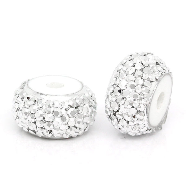 10 Pcs Round Resin Spacer Beads Silver Dots 12mm - Sexy Sparkles Fashion Jewelry - 1