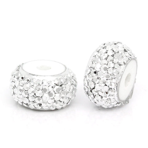 10 Pcs Round Resin Spacer Beads Silver Dots 12mm - Sexy Sparkles Fashion Jewelry - 1