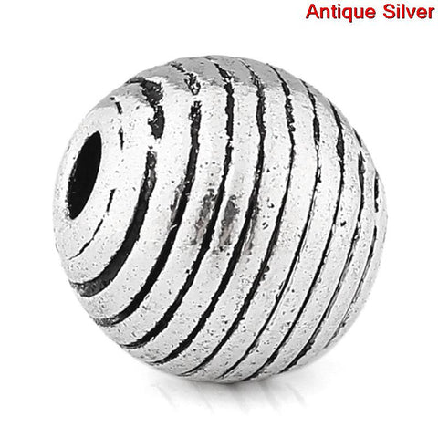 5 Pcs Round Spacer Beads Antique Silver Loop Pattern Carved - Sexy Sparkles Fashion Jewelry - 1