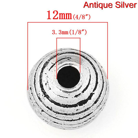 5 Pcs Round Spacer Beads Antique Silver Loop Pattern Carved - Sexy Sparkles Fashion Jewelry - 2