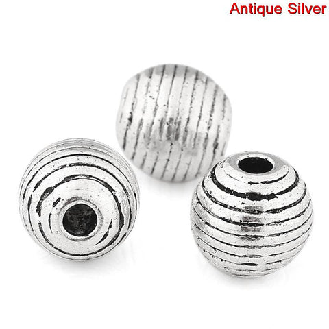 5 Pcs Round Spacer Beads Antique Silver Loop Pattern Carved - Sexy Sparkles Fashion Jewelry - 3