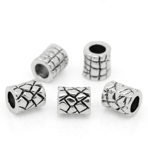 25 Pcs Silver Toned "Cylinder/Column" Pattern Carved Spacer Beads 7mmx6mm, Ho... - Sexy Sparkles Fashion Jewelry - 3