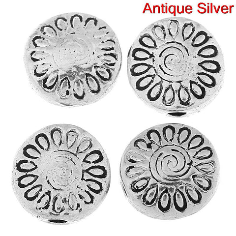 25 Pcs Silver Toned Flower Pattern Carved Spacer Bead 8mm Dia, Hole: Approx 1mm - Sexy Sparkles Fashion Jewelry - 3