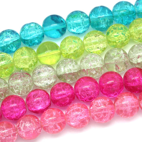1 Strand, Fuchsia Crackle Glass Round Beads 14mm Dia, 79cm (31 1/8'') Long, (... - Sexy Sparkles Fashion Jewelry - 1