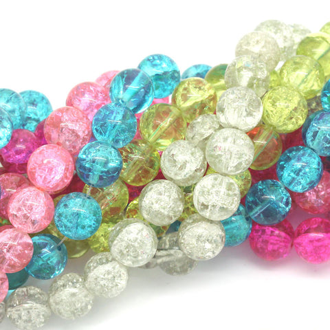 1 Strand, Fuchsia Crackle Glass Round Beads 14mm Dia, 79cm (31 1/8'') Long, (... - Sexy Sparkles Fashion Jewelry - 3