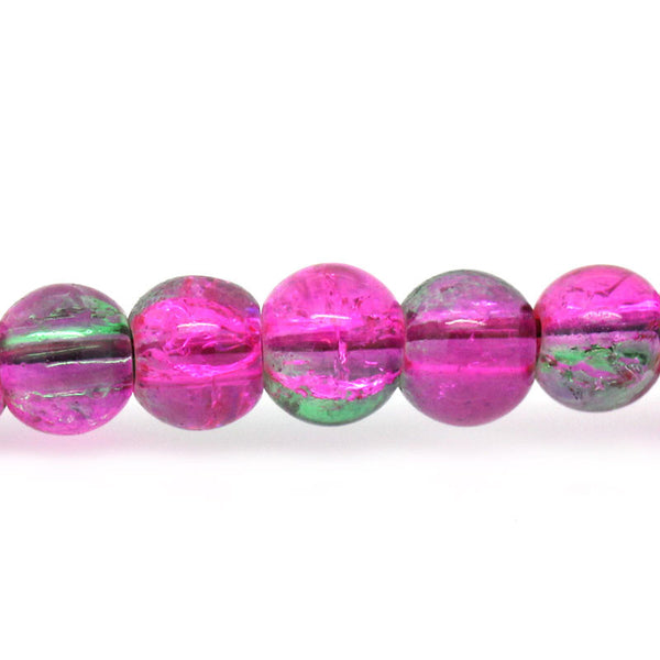 Sexy Sparkles 1 Strand, Multicolored Crackle Glass Round Beads 4mm Dia, 74cm (29 1/8'') Lon...