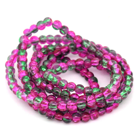 1 Strand, Multicolored Crackle Glass Round Beads 4mm Dia, 74cm (29 1/8'') Lon... - Sexy Sparkles Fashion Jewelry - 3
