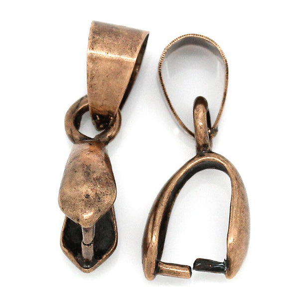 10 Pcs Copper Pinch Clip Bail Beads Findings Antique Copper Color 18mm - Sexy Sparkles Fashion Jewelry - 1