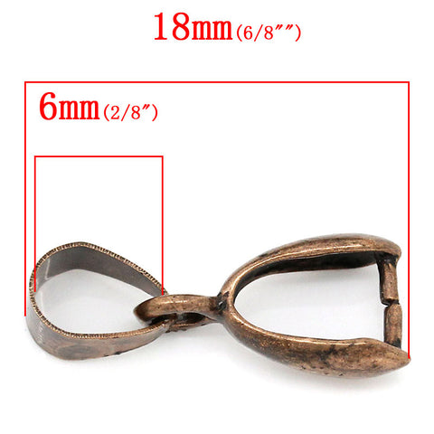 10 Pcs Copper Pinch Clip Bail Beads Findings Antique Copper Color 18mm - Sexy Sparkles Fashion Jewelry - 2