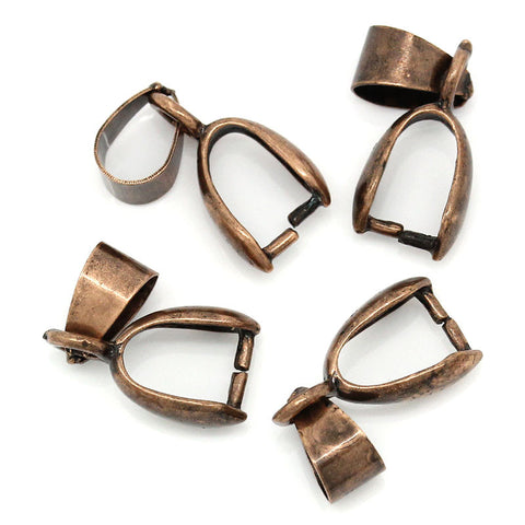 10 Pcs Copper Pinch Clip Bail Beads Findings Antique Copper Color 18mm - Sexy Sparkles Fashion Jewelry - 3