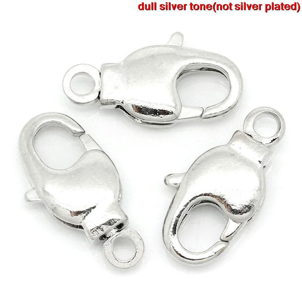 Sexy Sparkles 10 Pcs Silver Tone Lobster Clasp, 14mm X 7mm