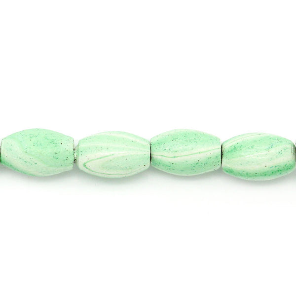 1 Strand Oval Green White Stripe Pattern Wood Loose Beads 8mm Approx 56 Pcs/ ... - Sexy Sparkles Fashion Jewelry - 1