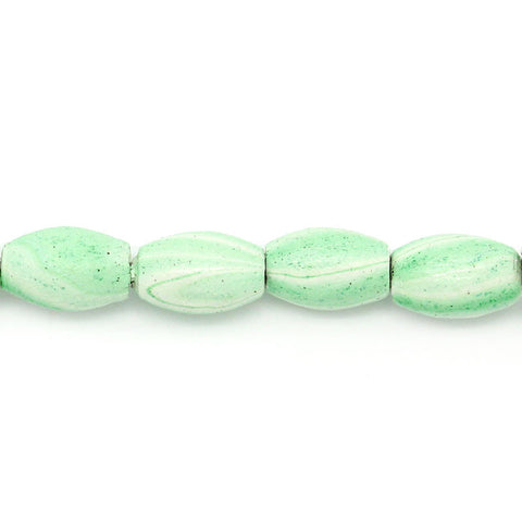 1 Strand Oval Green White Stripe Pattern Wood Loose Beads 8mm Approx 56 Pcs/ ... - Sexy Sparkles Fashion Jewelry - 1