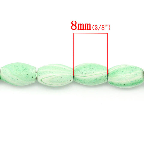 1 Strand Oval Green White Stripe Pattern Wood Loose Beads 8mm Approx 56 Pcs/ ... - Sexy Sparkles Fashion Jewelry - 2