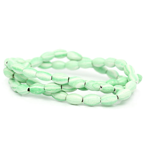 1 Strand Oval Green White Stripe Pattern Wood Loose Beads 8mm Approx 56 Pcs/ ... - Sexy Sparkles Fashion Jewelry - 3