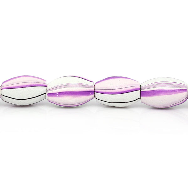1 Strand, Oval Multicolor Stripe Pattern Wood Loose Beads 8x5mm,50.5cm (19 7/... - Sexy Sparkles Fashion Jewelry - 1