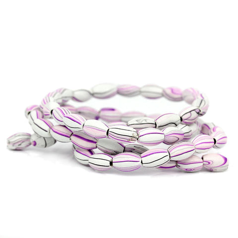 1 Strand, Oval Multicolor Stripe Pattern Wood Loose Beads 8x5mm,50.5cm (19 7/... - Sexy Sparkles Fashion Jewelry - 3