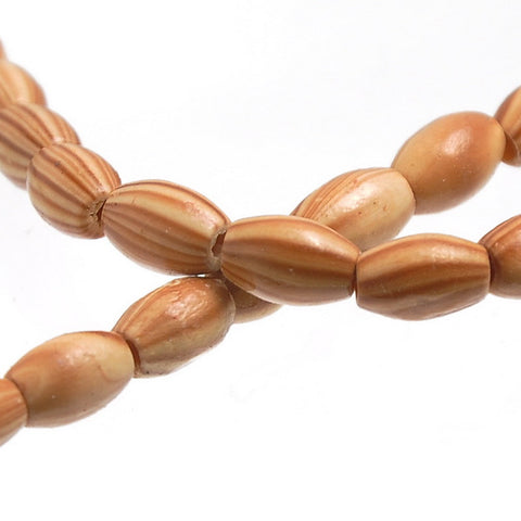 1 Strand, Oval Stripe Pattern Wood Loose Beads 8x5mm,46.3cm (18 2/8'') Long, ... - Sexy Sparkles Fashion Jewelry - 2