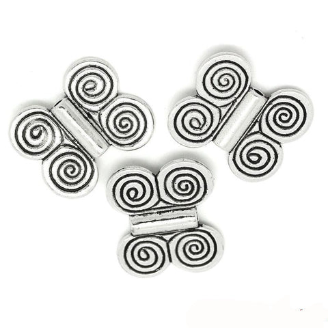 4 Pcs Charm Beads Butterfly Shape Antique Silver Spiral Pattern Carved 20x17m... - Sexy Sparkles Fashion Jewelry - 3