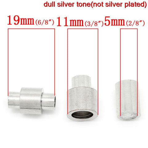 Set of 3 Copper Magnetic Clasp Column Silver Tone - Sexy Sparkles Fashion Jewelry - 2