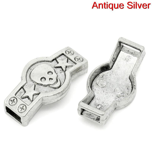 Sexy Sparkles 2pcs Star/skull Shape Silver Carved Beads Fit Watch Bands/wristbands 3.5cmx1....
