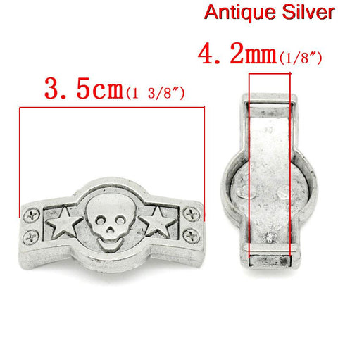 2pcs Star/skull Shape Silver Carved Beads Fit Watch Bands/wristbands 3.5cmx1.... - Sexy Sparkles Fashion Jewelry - 2