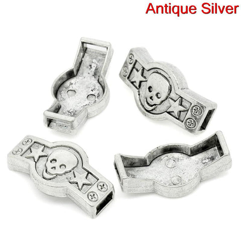 2pcs Star/skull Shape Silver Carved Beads Fit Watch Bands/wristbands 3.5cmx1.... - Sexy Sparkles Fashion Jewelry - 3