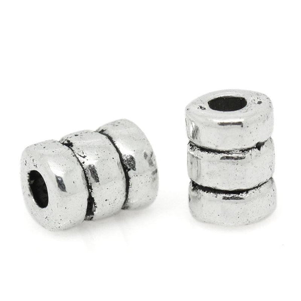 25 Pcs Silver Toned Cylinder Column Antique Silver Spacer Bead 6mmx4mm, Hole:... - Sexy Sparkles Fashion Jewelry - 1
