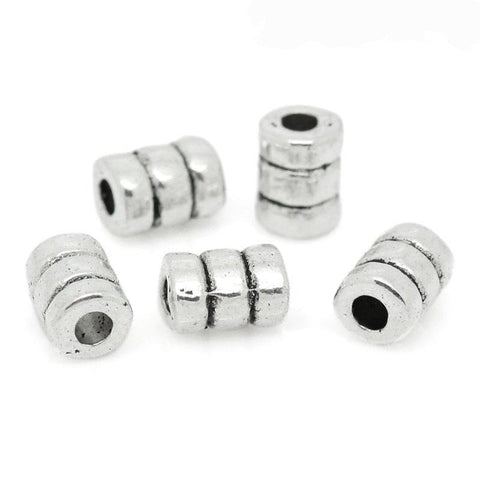 25 Pcs Silver Toned Cylinder Column Antique Silver Spacer Bead 6mmx4mm, Hole:... - Sexy Sparkles Fashion Jewelry - 3