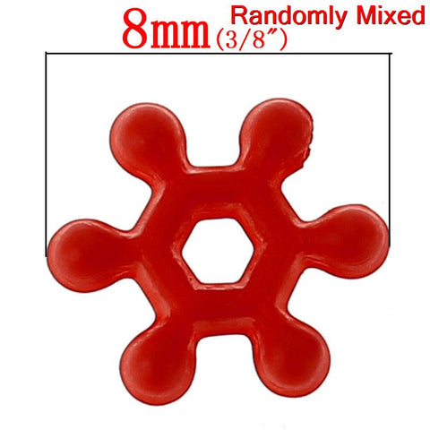 100 Pcs Acrylic Charm Beads Colorful Snowflake Mixed 8mm X 7mm - Sexy Sparkles Fashion Jewelry - 2