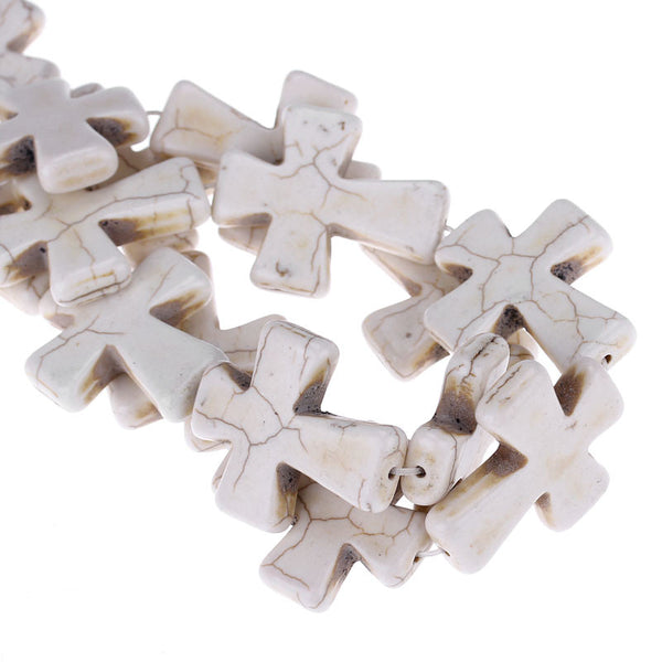 1 Strand, Turquoise White Cross Spacer Loose Beads 3.7cmx3.1cm (1 4/8''x1 2/8... - Sexy Sparkles Fashion Jewelry - 1