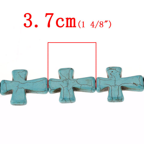 1 Strand, Turquoise Malachite Green Cross Spacer Loose Beads 3.7cmx3cm (1 4/8... - Sexy Sparkles Fashion Jewelry - 2
