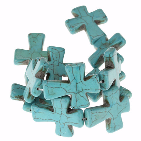 1 Strand, Turquoise Malachite Green Cross Spacer Loose Beads 3.7cmx3cm (1 4/8... - Sexy Sparkles Fashion Jewelry - 3