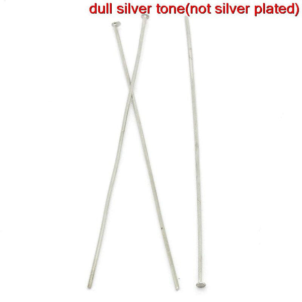 100 Pcs Head Pins Findings Silver Tone 70mm 21 Gauge - Sexy Sparkles Fashion Jewelry - 1