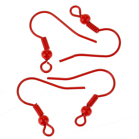 20 Pcs Earring Wire Hooks Red w/ Spring Ball Loops 19mm - Sexy Sparkles Fashion Jewelry - 3