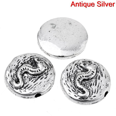 10 Pcs Sea Horse Carved Charm Spcer Bead Silver Tone 11mm Hole: Approx 1mm - Sexy Sparkles Fashion Jewelry - 3