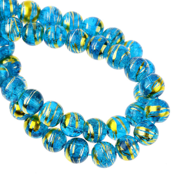 Sexy Sparkles 1 Strand, Multicolored Crackle Molted Glass Round Beads 8mm(3/8'') Dia, 80cm ...