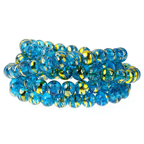 1 Strand, Multicolored Crackle Molted Glass Round Beads 8mm(3/8'') Dia, 80cm ... - Sexy Sparkles Fashion Jewelry - 3