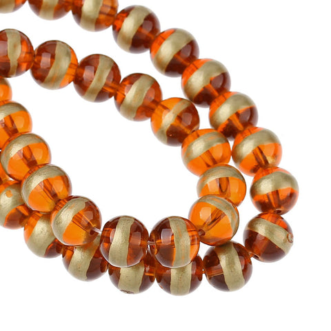 1 Strand Orange Gold Glass Loose Beads 8mm Dia, 114 Pcs - Sexy Sparkles Fashion Jewelry - 1